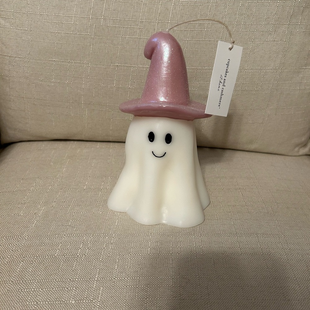 NWT Halloween Glitter Pink Witch Hat Ghost Candle, Cupcakes And Cashmere